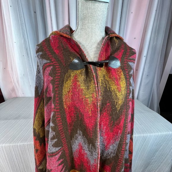 Toggle Pashmina Fringe Poncho Hoodies Hooded Cloak Shawl - Picture 5 of 9